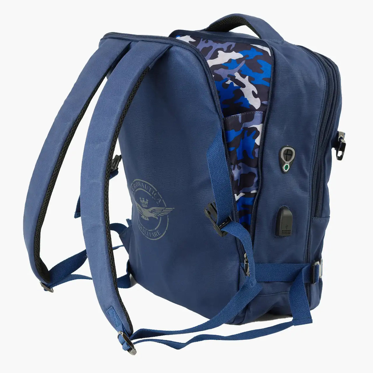 Aeronautica Militare Frecce Erweiterbarer Canvas Laptop-Rucksack PC 15,6 Zoll AM-343 Grün / Blau / Schwarz
