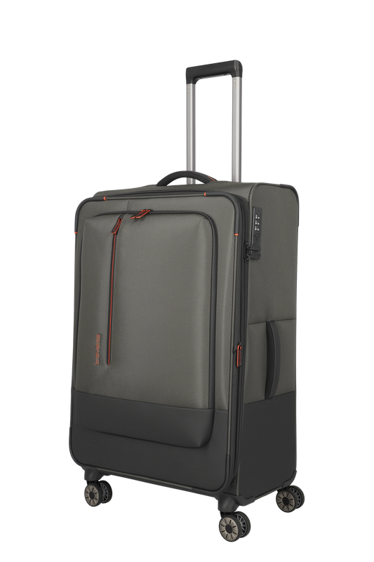 travelite – Crosslite Trolley L 77 cm – Großer Weichschalen-Reisekoffer, erweiterbar auf 93L, 4 Doppel-Rollen & TSA-Sicherheit