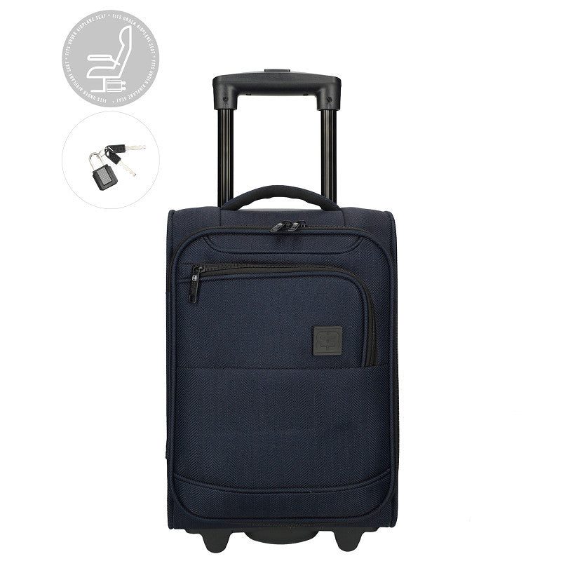 Enrico Benetti – Oakville Underseater Trolley S – ultraleichter kompakter Handgepäck-Trolley 25 L – als Kabinengepäck unter dem Sitz geeignet – 2-Rollen Reise-Trolley für Flugreisen, Kurztrips & Businessreisen -navy