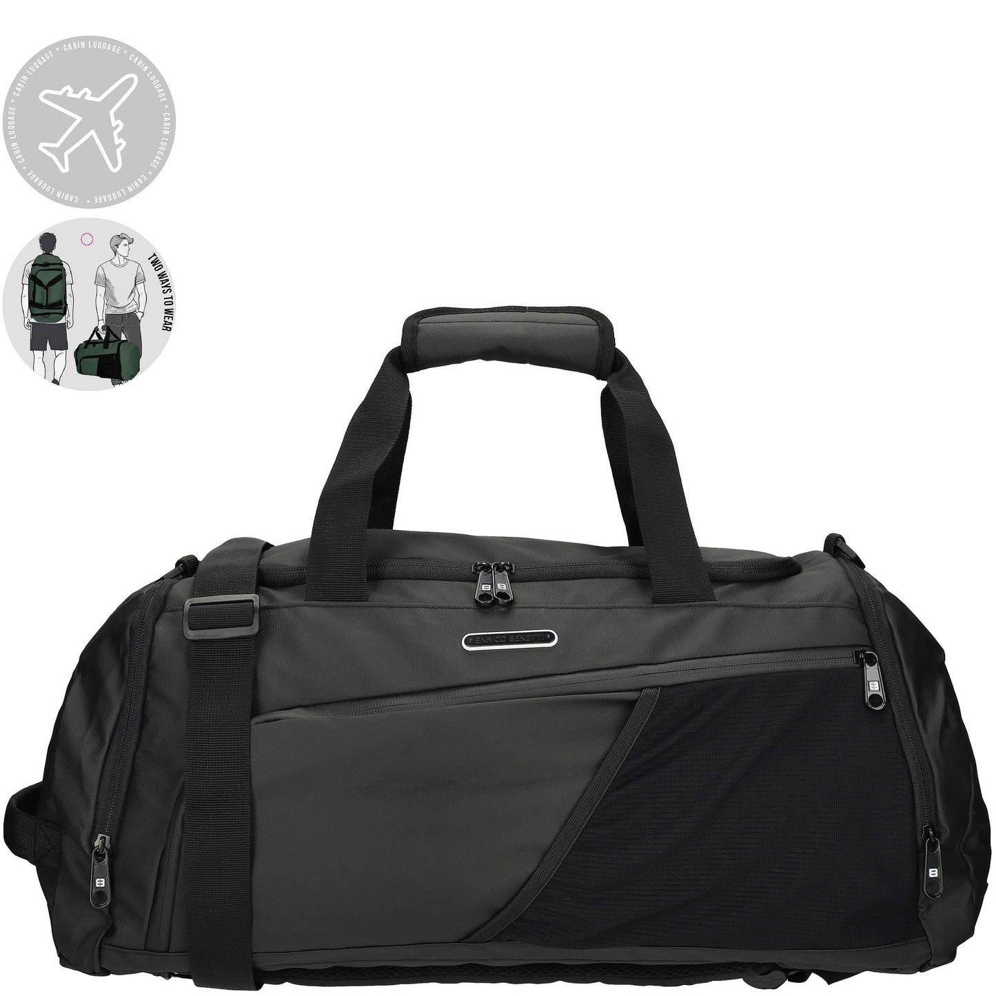 ENRICO BENETTI "Northern" Hybrid-Rucksack 55 cm | Wasserabweisende Reisetasche (Handgepäck) mit Laptopfach schwarz