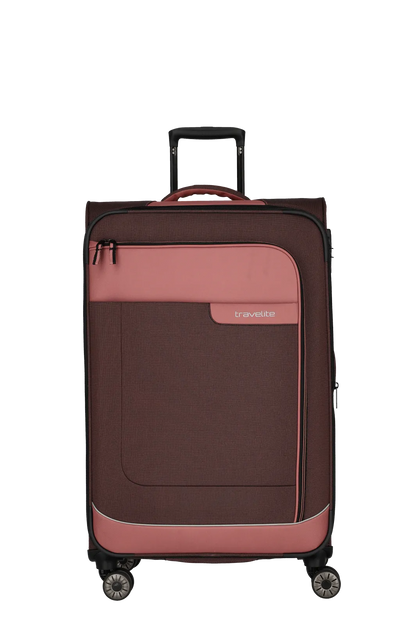 travelite – Viia Trolley L erweiterbar 77 cm – Extra großer Weichschalen-Reisekoffer aus recyceltem Polyester, erweiterbar, 4 Doppel-Rollen, TSA-Schloss – 77×47×27/31 cm rose
