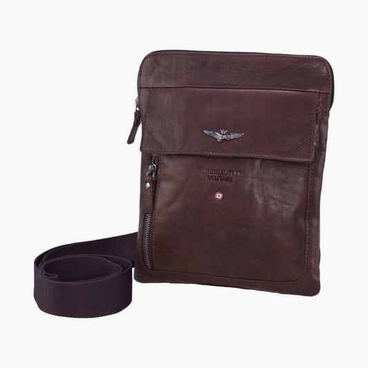 Aeronautica Militare Vintage Leder Umhängetasche Tablet Tracolla AM-302 Schwarz / Marrone