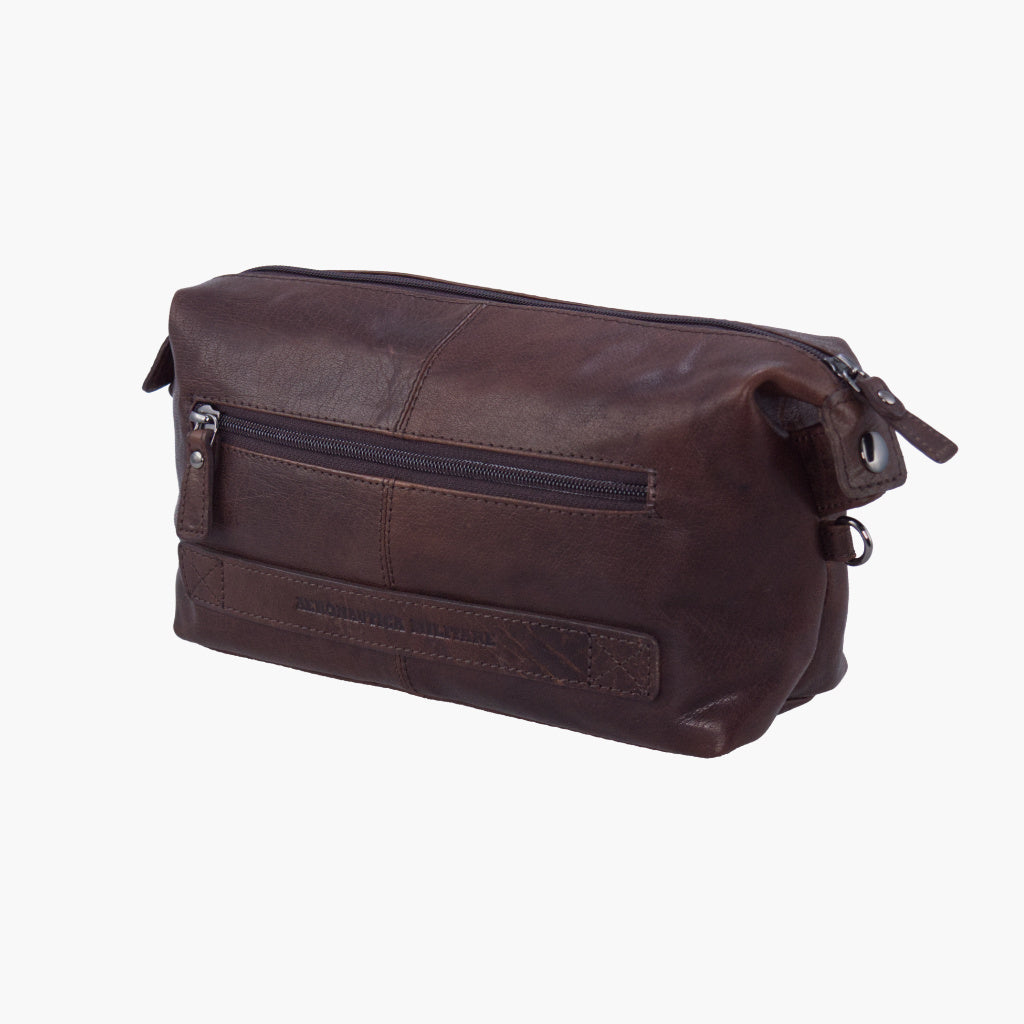 Aeronautica Militare Herren Toilettasche aus 100% echtem Leder, elegante Kulturbeutel für unterwegs, stilvoll und robust.