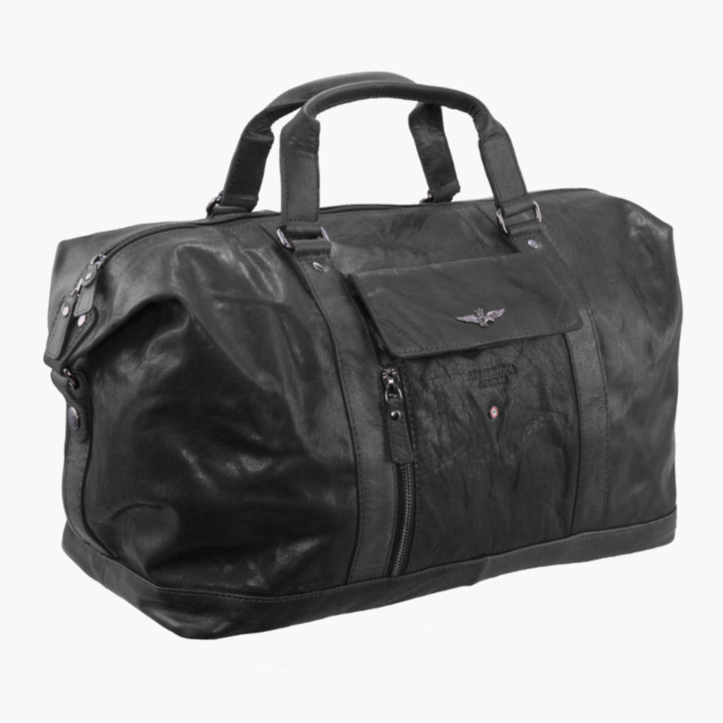 Aeronautica Militare Vintage Reisetasche Leder Borsone AM-306 Moro / Nero