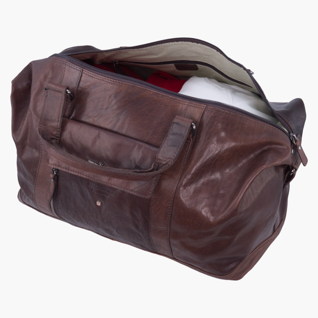 Aeronautica Militare Vintage Reisetasche Leder Borsone AM-306 Moro / Nero