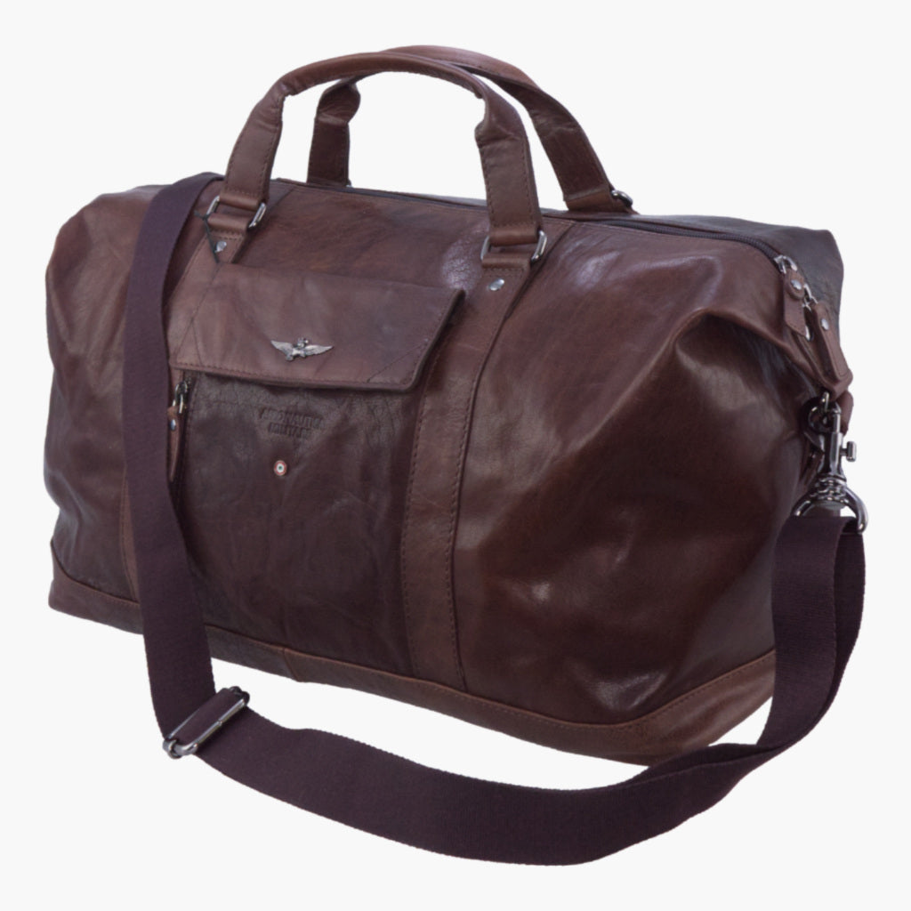 Aeronautica Militare Vintage Reisetasche Leder Borsone AM-306 Moro / Nero