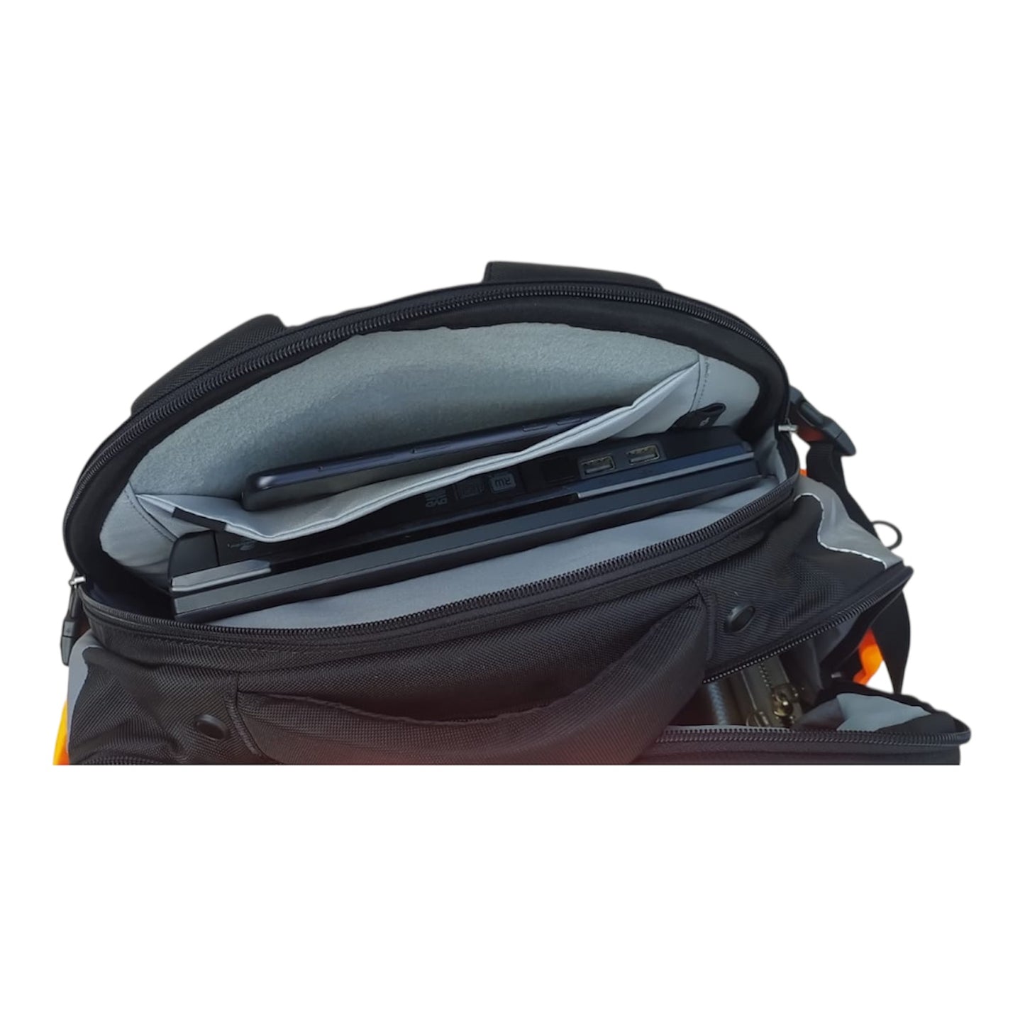 Innenraum Arbeitsrucksack Warnfarbe Orange mit Laptopfach Werkzeugfach Frontfach Organizer Handwerkerrucksack