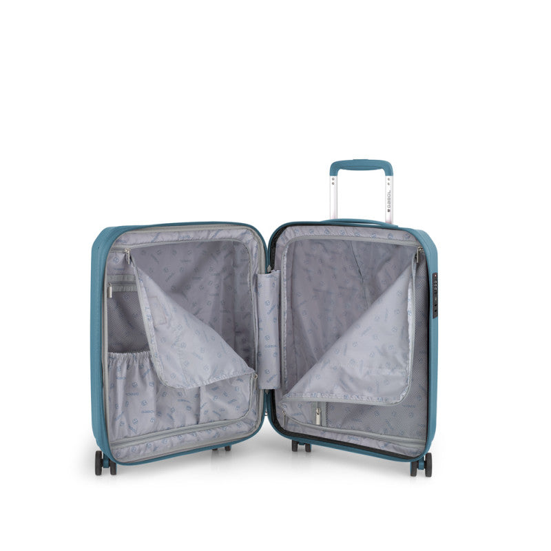 GABOL Infinity Handgepäck-Trolley S 55 cm EXP | Bruchsicherer Kabinenkoffer (46L) mit TSA & erweiterbarem Volumen türkis