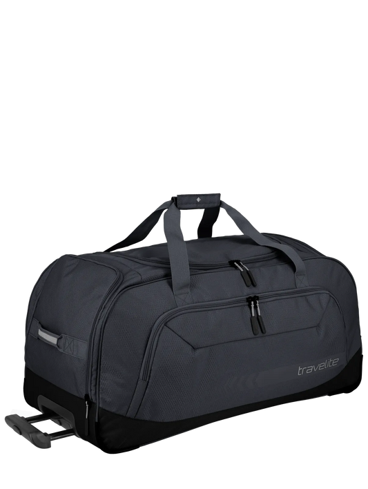 travelite Kick Off Rollenreisetasche XL 77 cm | Riesiger Sport-Trolley (120L) mit Schuhfach & Leichtlaufrollen schwarz