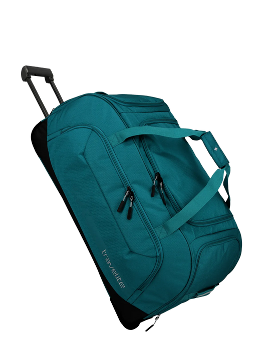 travelite Kick Off Rollenreisetasche XL 77 cm | Riesiger Sport-Trolley (120L) mit Schuhfach & Leichtlaufrollen petrol