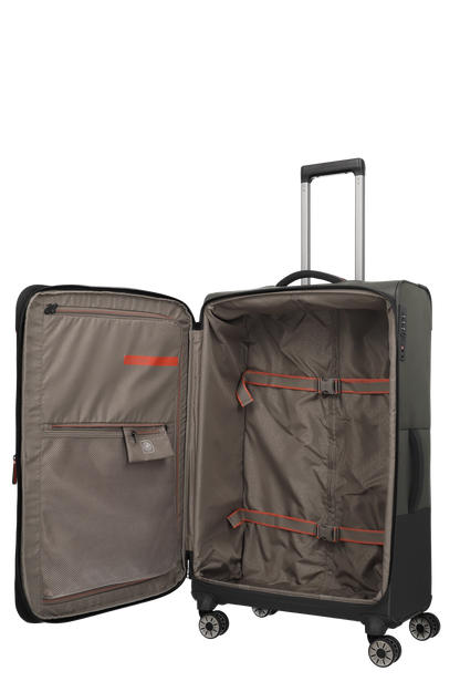 travelite – Crosslite Trolley L 77 cm – Großer Weichschalen-Reisekoffer, erweiterbar auf 93L, 4 Doppel-Rollen & TSA-Sicherheit