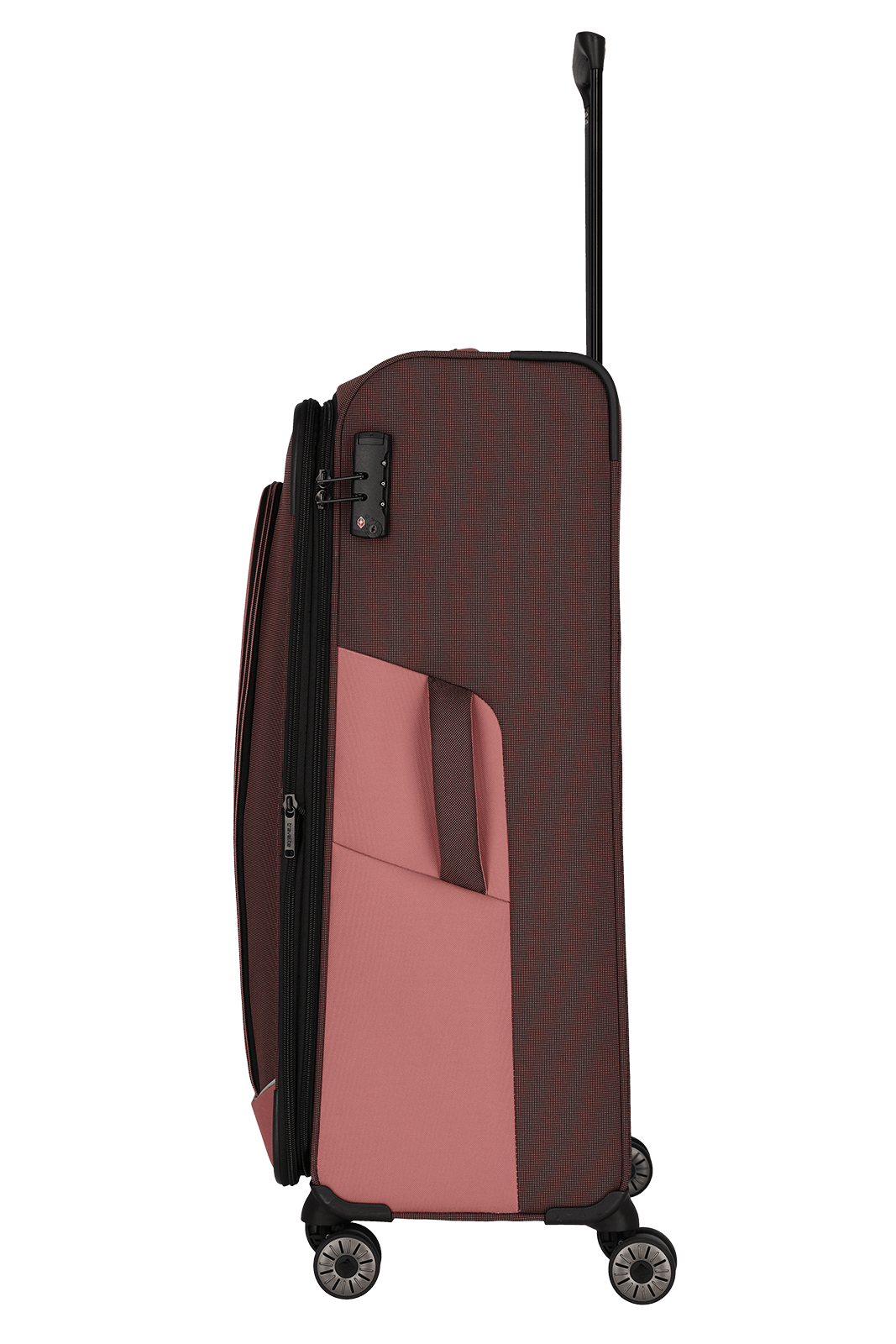 travelite – Viia Trolley L erweiterbar 77 cm – Extra großer Weichschalen-Reisekoffer aus recyceltem Polyester, erweiterbar, 4 Doppel-Rollen, TSA-Schloss – 77×47×27/31 cm rose