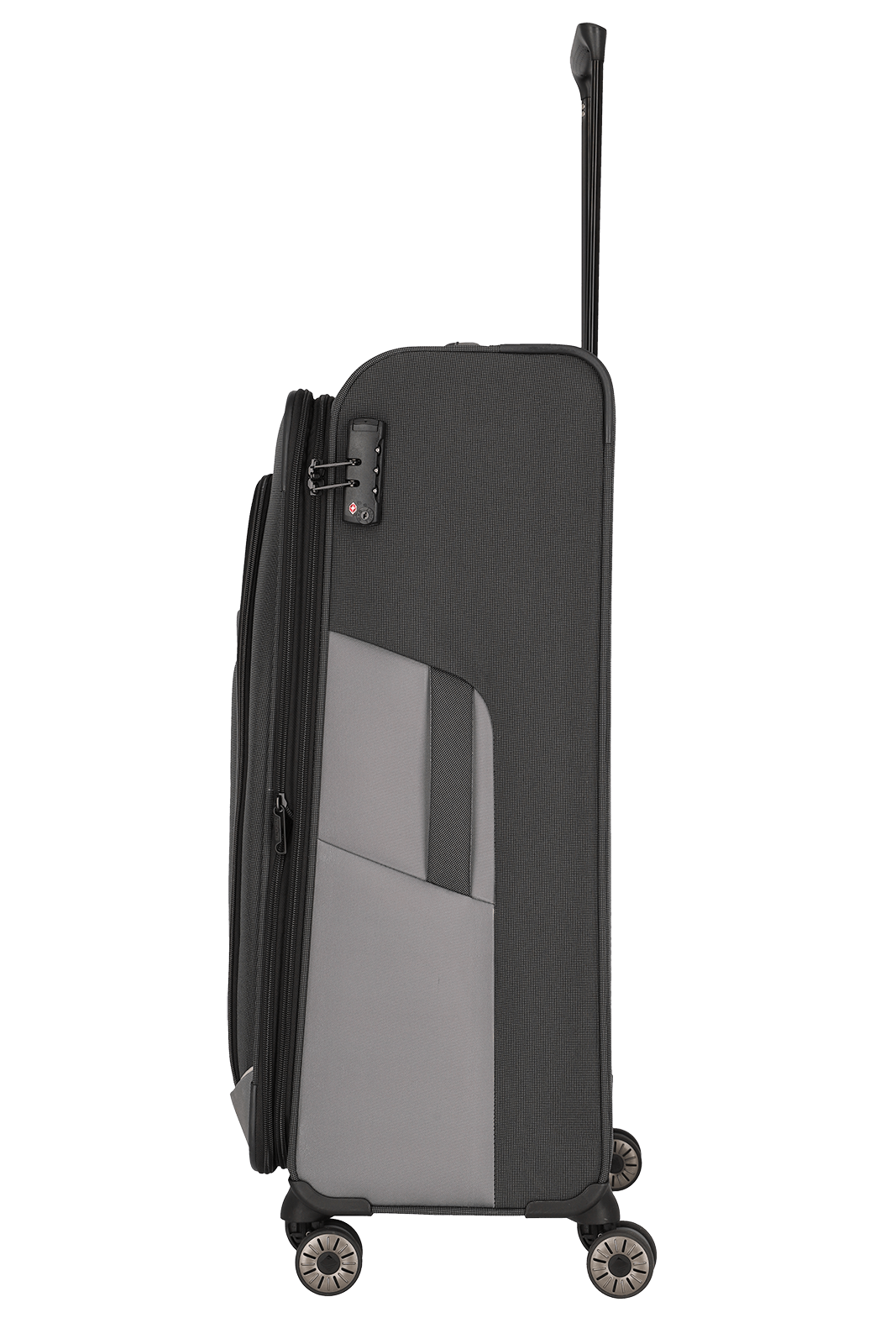 travelite – Viia Trolley L erweiterbar 77 cm – Extra großer Weichschalen-Reisekoffer aus recyceltem Polyester, erweiterbar, 4 Doppel-Rollen, TSA-Schloss – 77×47×27/31 cm schiefer