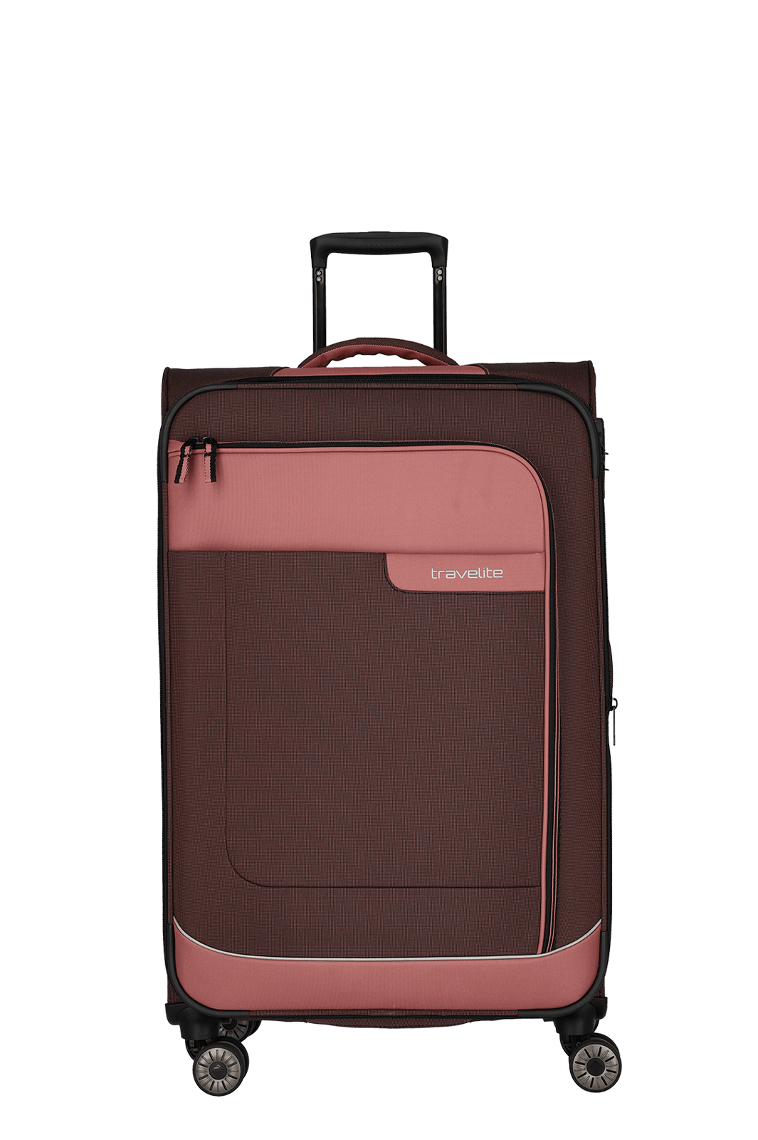 travelite – Viia Trolley L erweiterbar 77 cm – Extra großer Weichschalen-Reisekoffer aus recyceltem Polyester, erweiterbar, 4 Doppel-Rollen, TSA-Schloss – 77×47×27/31 cm rose