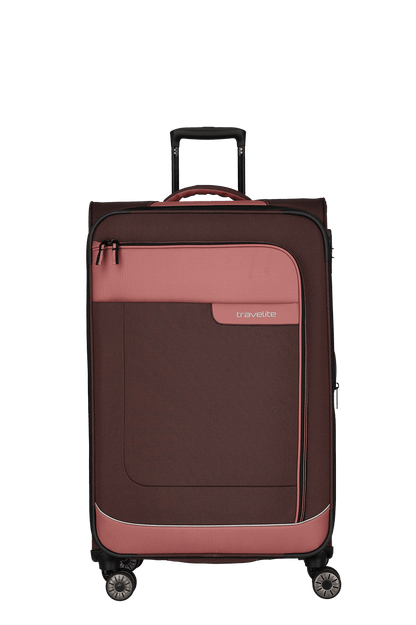 travelite – Viia Trolley L erweiterbar 77 cm – Extra großer Weichschalen-Reisekoffer aus recyceltem Polyester, erweiterbar, 4 Doppel-Rollen, TSA-Schloss – 77×47×27/31 cm rose