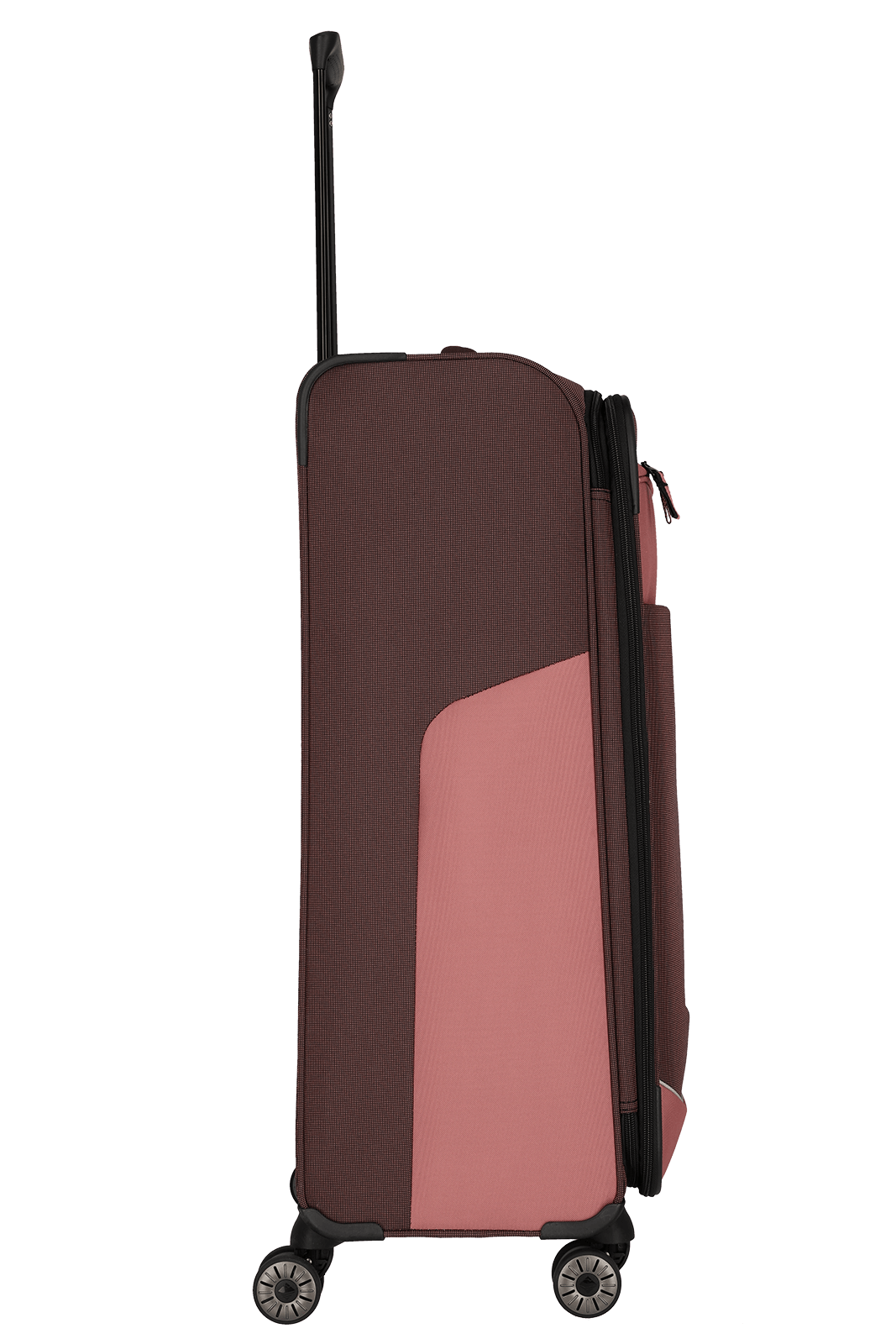 travelite – Viia Trolley L erweiterbar 77 cm – Extra großer Weichschalen-Reisekoffer aus recyceltem Polyester, erweiterbar, 4 Doppel-Rollen, TSA-Schloss – 77×47×27/31 cm rose