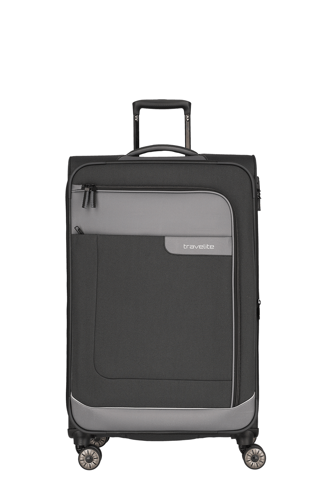 travelite – Viia Trolley L erweiterbar 77 cm – Extra großer Weichschalen-Reisekoffer aus recyceltem Polyester, erweiterbar, 4 Doppel-Rollen, TSA-Schloss – 77×47×27/31 cm schiefer