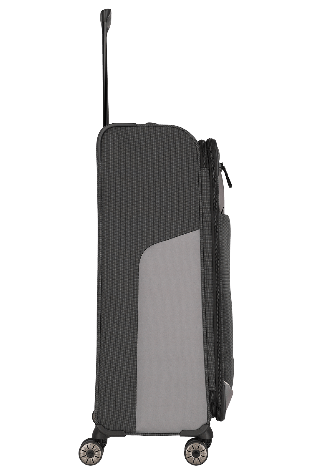 travelite – Viia Trolley L erweiterbar 77 cm – Extra großer Weichschalen-Reisekoffer aus recyceltem Polyester, erweiterbar, 4 Doppel-Rollen, TSA-Schloss – 77×47×27/31 cm schiefer
