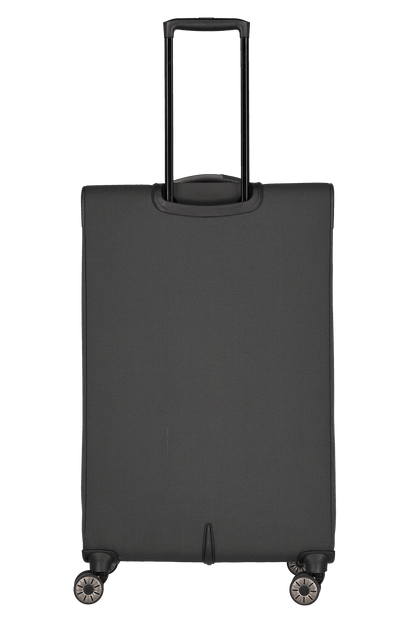 travelite – Viia Trolley L erweiterbar 77 cm – Extra großer Weichschalen-Reisekoffer aus recyceltem Polyester, erweiterbar, 4 Doppel-Rollen, TSA-Schloss – 77×47×27/31 cm schiefer