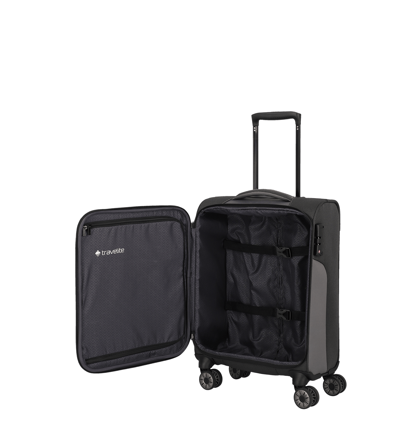 Travelite Viia Kabinentrolley Size S 55x38x20cm weich Kabinengröße Polyester schiefer
