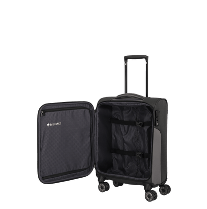 Travelite Viia Kabinentrolley Size S 55x38x20cm weich Kabinengröße Polyester schiefer